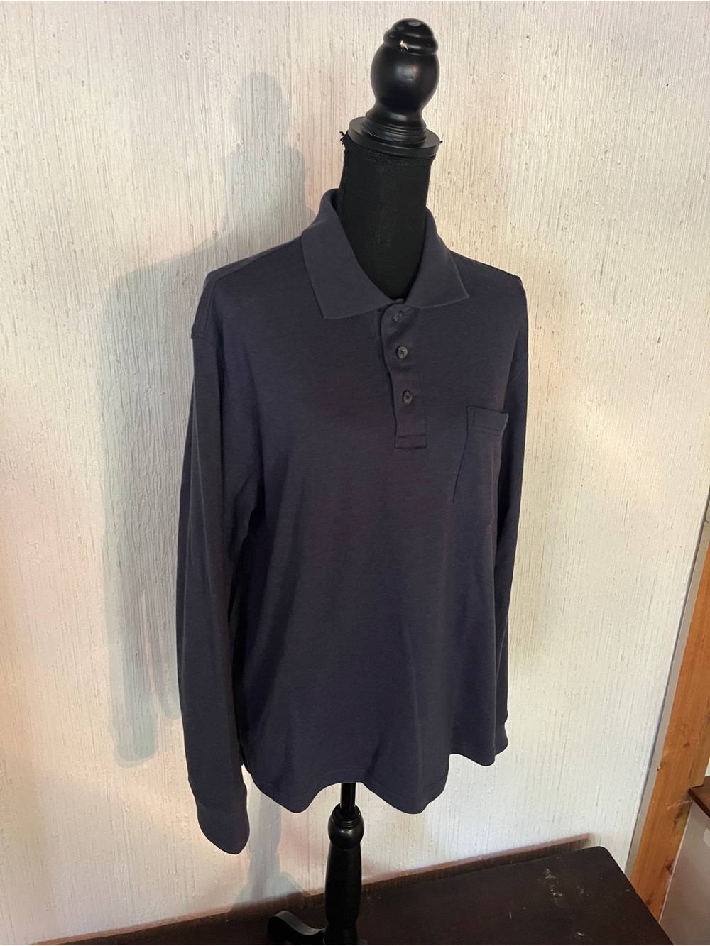George Long Sleeve Polo Shirt - Navy Blue
